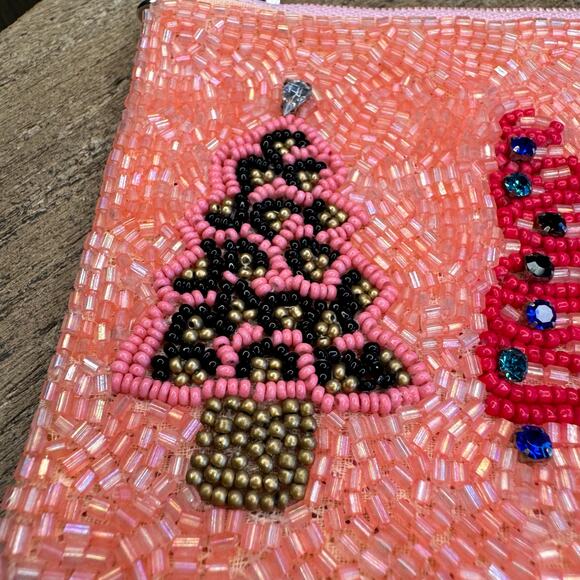 Beaded Holiday Coin Purse Christmas Gift Stocking Travel Pouch NEW FAST SHIP - Picture 4 of 6